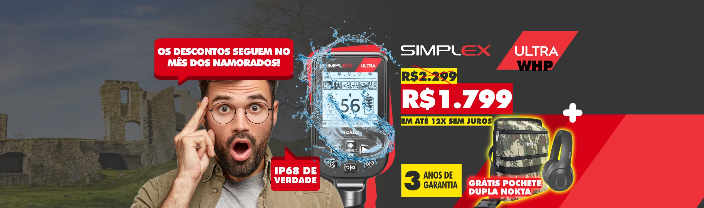 Detector de metais Nokta Simplex Ultra WHP + Pochete dupla com cinto Nokta - Mais conforto para suas caçadas! Detector de metais Nokta Simplex Ultra WHP + Pochete dupla com cinto Nokta - Mais conforto para suas caçadas!
