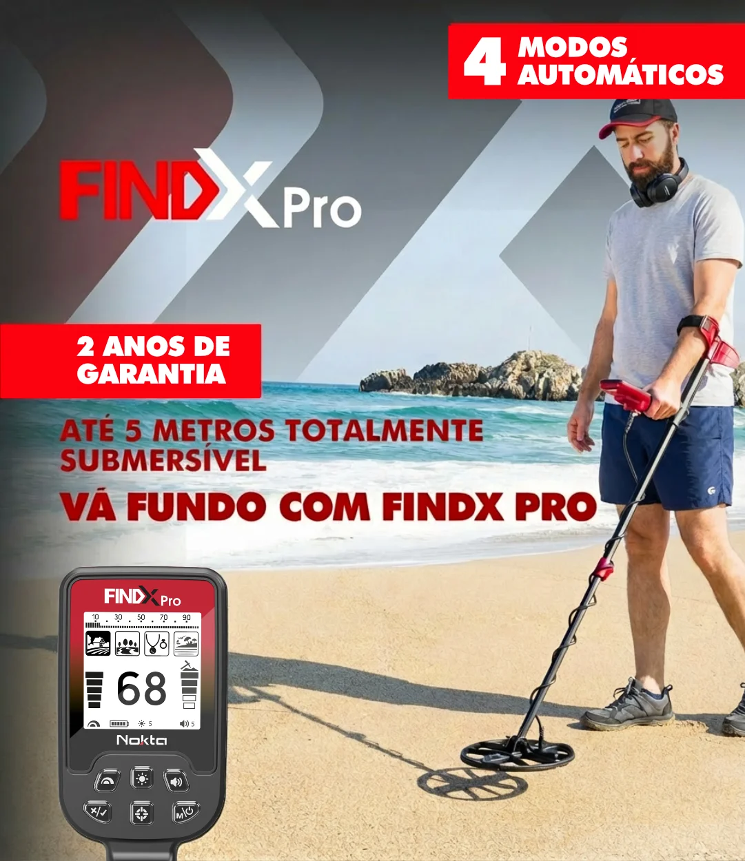Oferta 2025 detector de metais Nokta Findx Pro - Para iniciantes ou profissionais